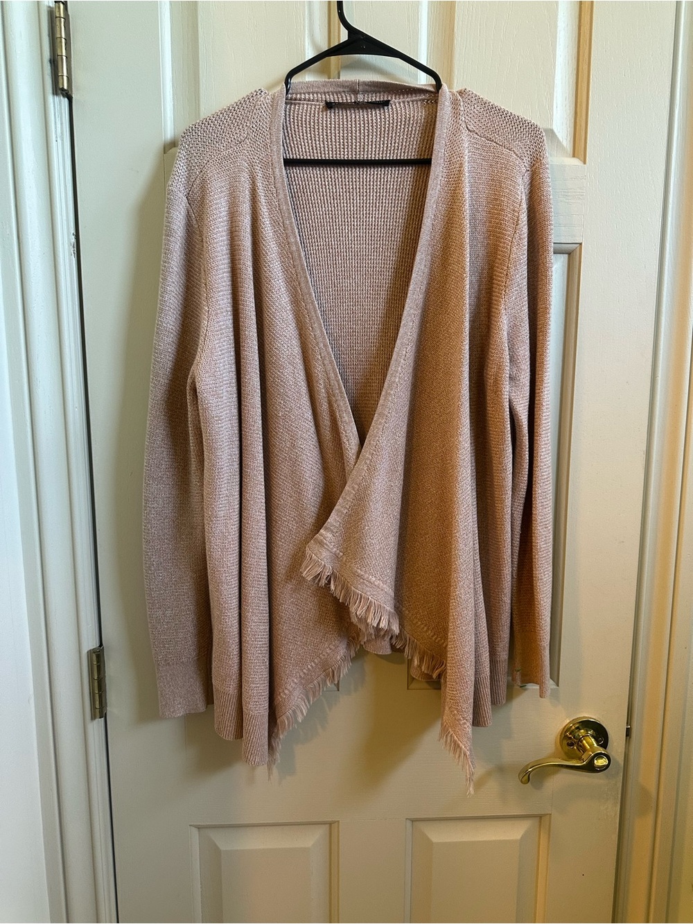 White House Black Market Blush Open-Front Fringe Cardigan